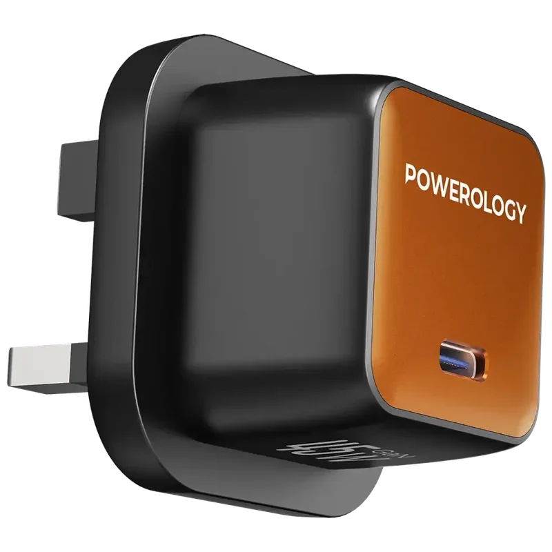 Powerology QX 45W Pocket-Sized GAN Adapter Black/Orange