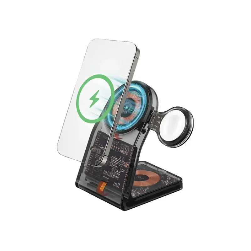 Porodo Transparent Shell Wireless Charging Stand Black