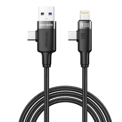 Porodo Dual Connector Universal Cable Black