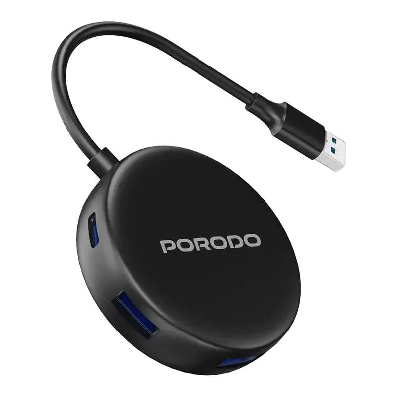 Porodo USB 3.0 Multi-Port Hub Black