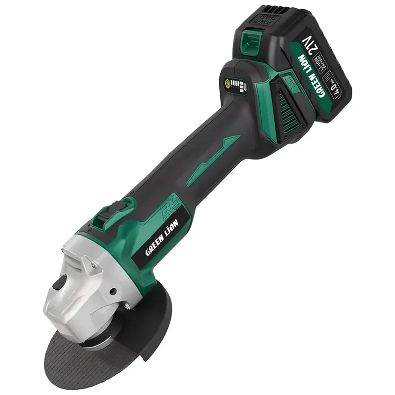 Green Lion GAG-900 Cordless Angle Grinder Tool - Brushless 2*21V 4.0Ah Battery